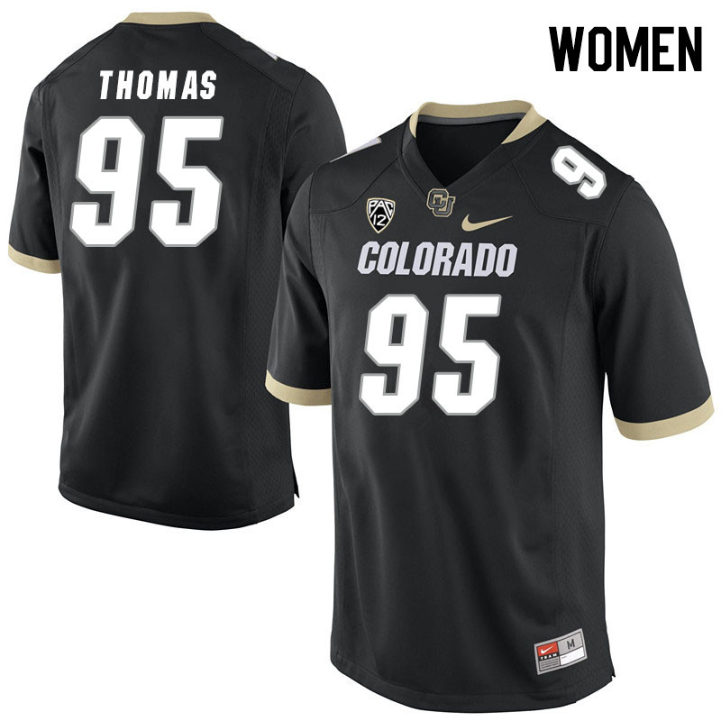Women #95 Bishop Thomas Colorado Buffaloes College Football Jerseys Stitched Sale-Black - Click Image to Close